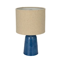 Hello Honey® 14" Blue Reactive Glaze Ceramic Table Lamp with Linen Shade Set, 2ct.