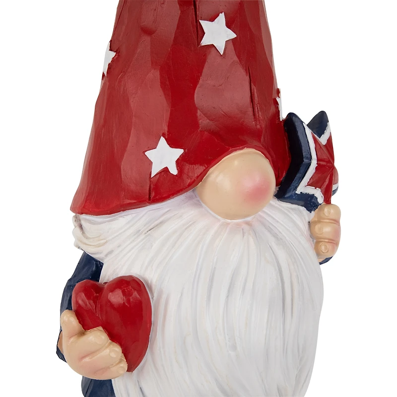 16.5" Patriotic Garden Gnome in Red Hat Holding Star