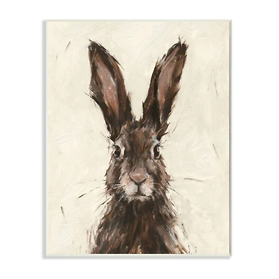 Stupell Industries Brown European Rabbit Portrait Painting Wall Plaque
