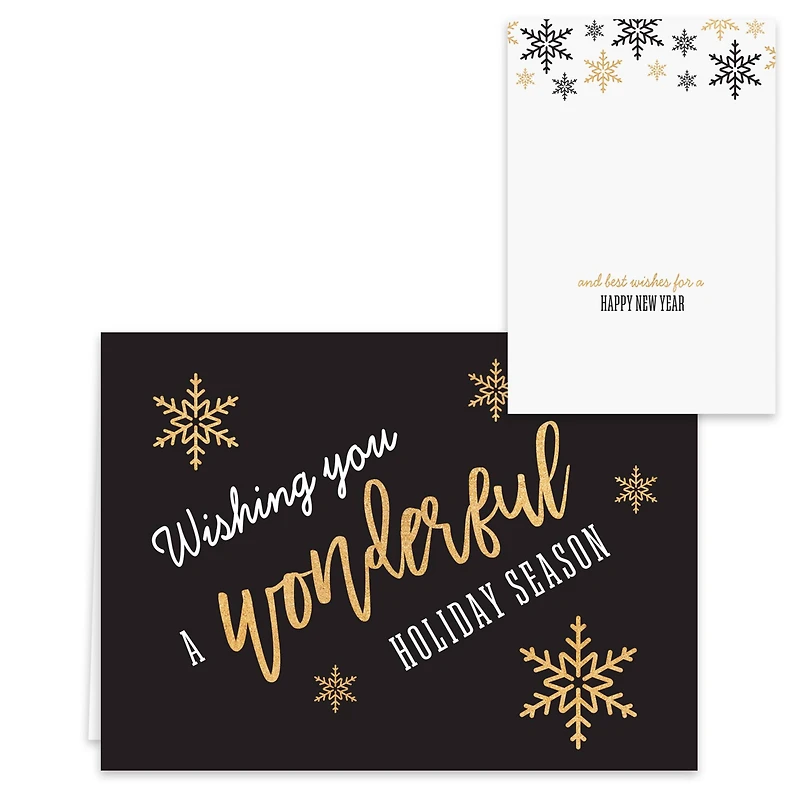 Hortense B. Hewitt Co. Black and Faux Gold Holiday Cards