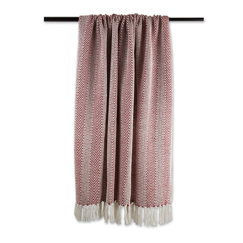 DII® Barn Red Herringbone Stripe Throw