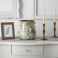 10" Tuscan Ceramic Green Scroll Planter