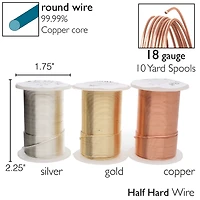 The Beadsmith® Wire Elements™ Gauge Tarnish Resistant Medium Temper Gold, Silver & Copper Wire