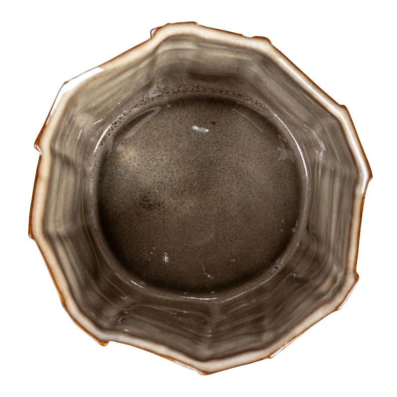 Hello Honey® 5.5" Cream Round Stoneware Pleated Planter