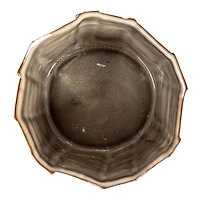 Hello Honey® 5.5" Cream Round Stoneware Pleated Planter