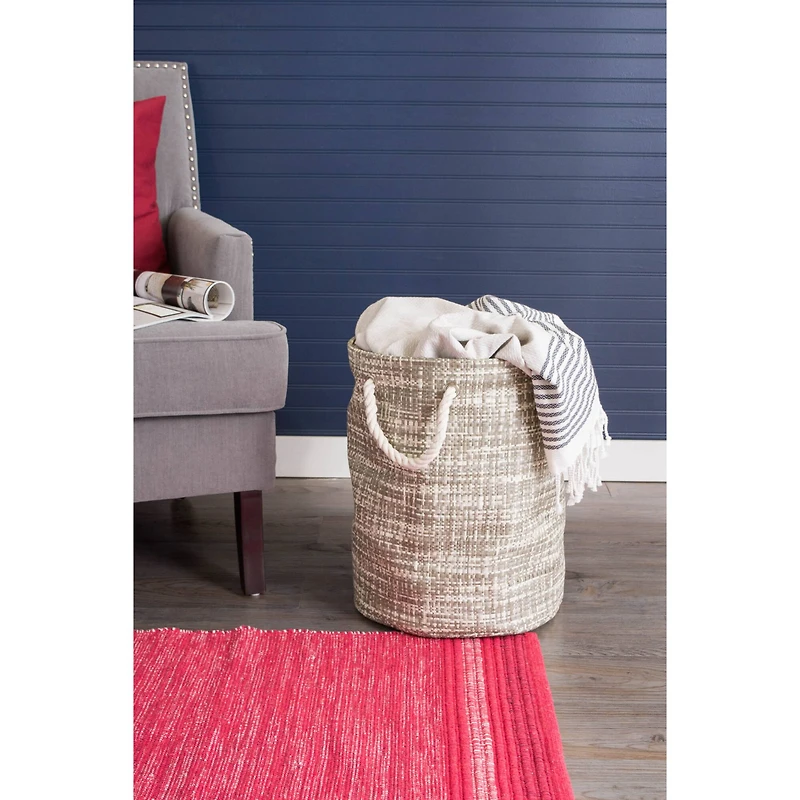 DII® Large Stone Tweed Round Woven Paper Storage Basket