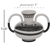 White Ceramic Eclectic Vase, 7" x 7" x 7"