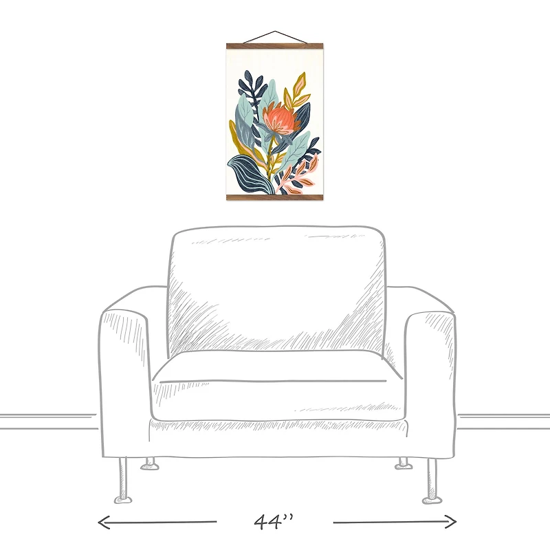 Fun Floral Group Teak Hanging Canvas Art