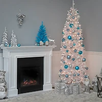 7.5 ft. Pre-Lit Kingswood™ White Fir Pencil Artificial Christmas Tree, Clear Lights