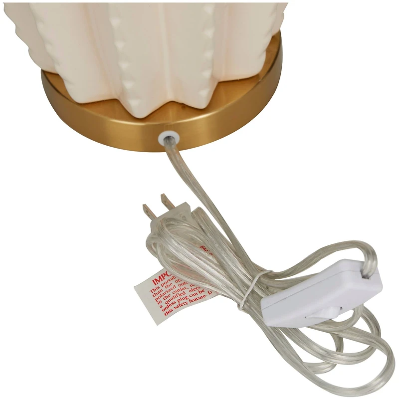 CosmoLiving by Cosmopolitan Cream Ceramic Gourd Style Base Table Lamp with Drum Shade 15" x 15" x 24"