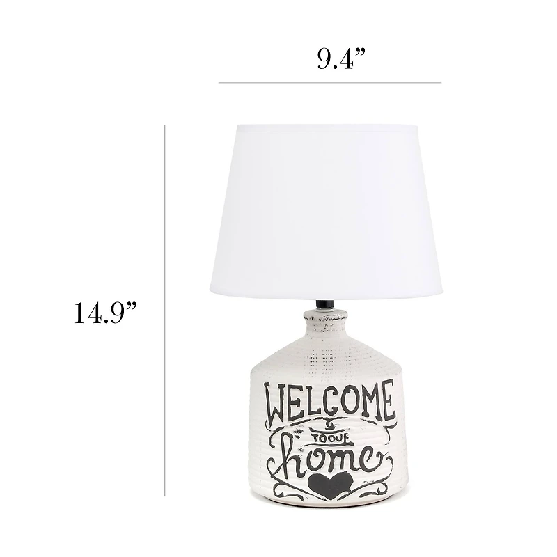 Simple Designs™ 15" Welcome Home Rustic Ceramic Accent Table Lamp