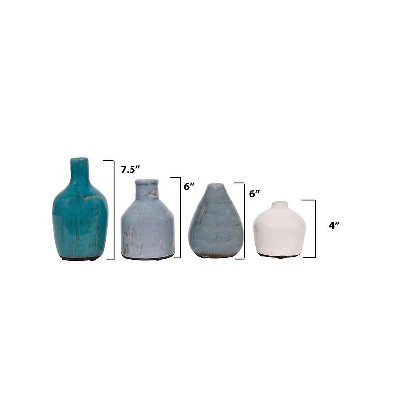 Hello Honey® Blue & Ivory White Terra Cotta Vase Set