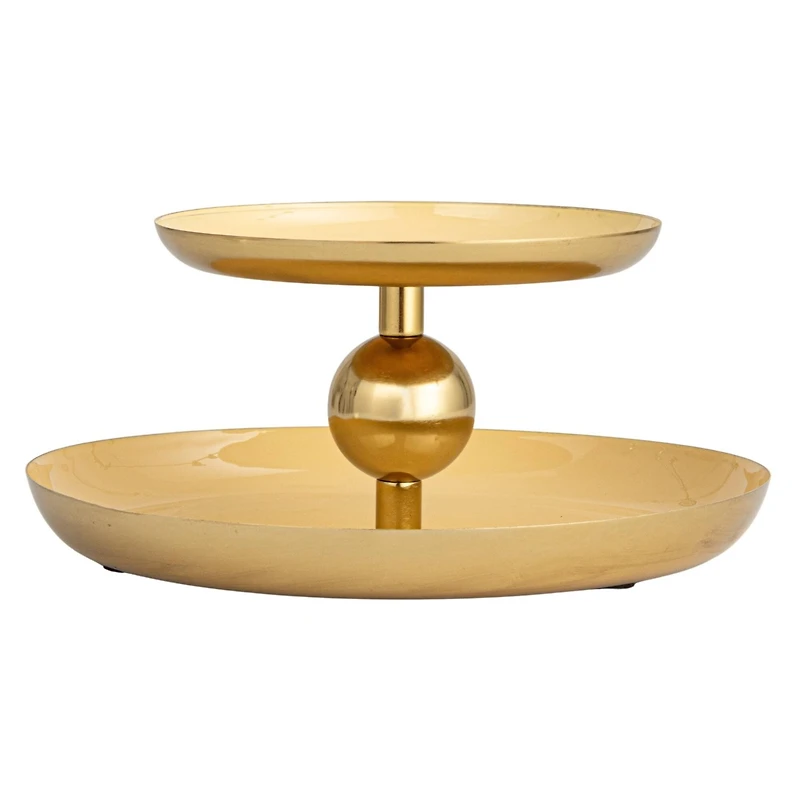 Hello Honey® 10" Yellow & Gold Soleil Enameled Metal 2-Tier Tray