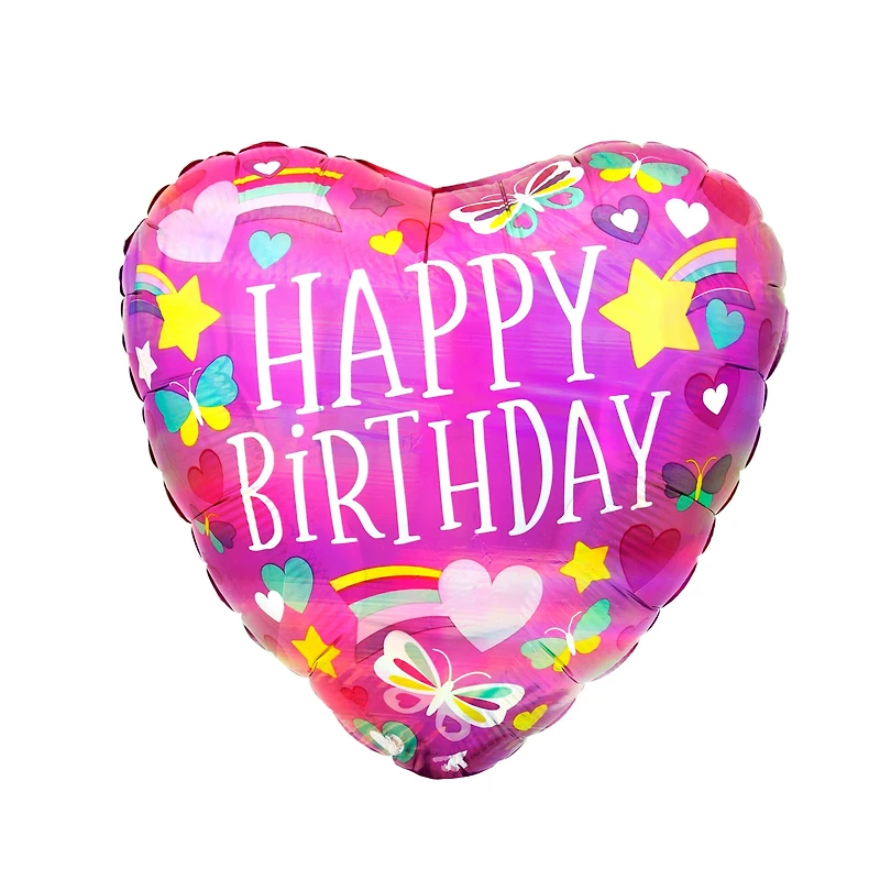 18" Iridescent Happy Birthday Rainbow Balloon