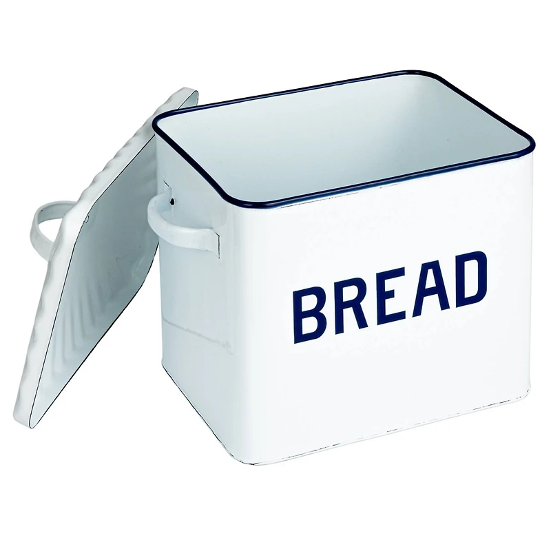 Hello Honey® 13.5" White Chic Farmhouse Enameled Bread Box
