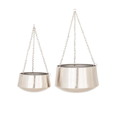 Silver Metal Glam Planter Set