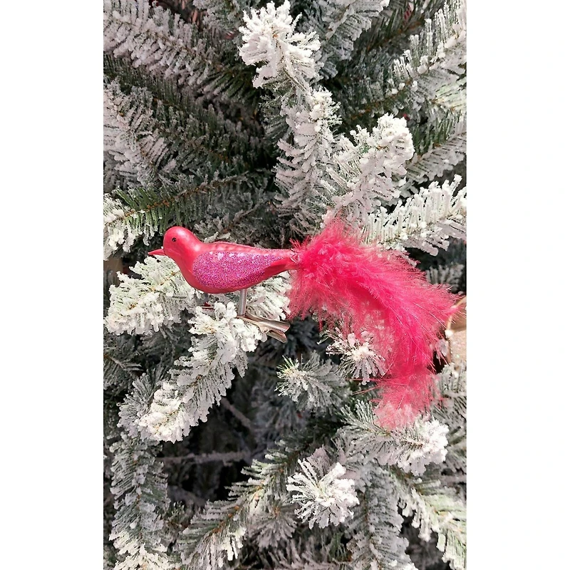 Wizardi 11.81" Feathered Bird Christmas Glass Ornament