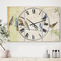 Designart Birds Gathered On Wire Paris III Multipanel Wall Clock
