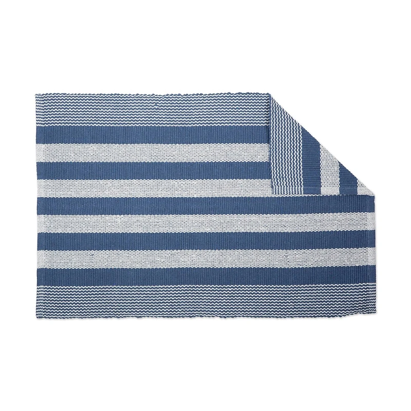 DII® French Blue Cabana Stripe Recycled Yarn Rug, 2ft. x 3ft.