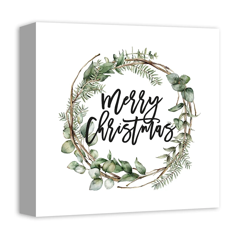 Merry Christmas Wreath Canvas Wall Art