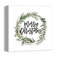 Merry Christmas Wreath Canvas Wall Art