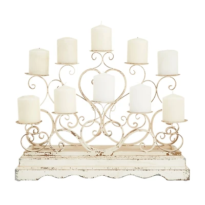 White Iron French Country Candelabra, 18" x 23" x 8"