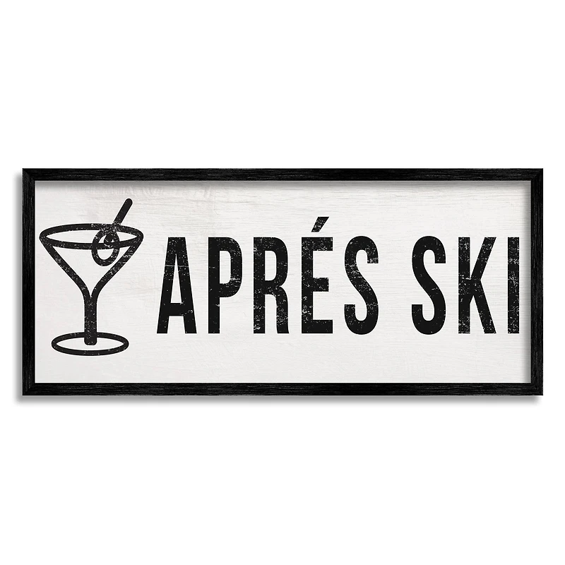 Stupell Industries Après Ski Phrase Martini Glass with Olive Framed Wall Art