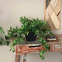 16" Green Pothos Artificial Plant with Black Plastic Pot