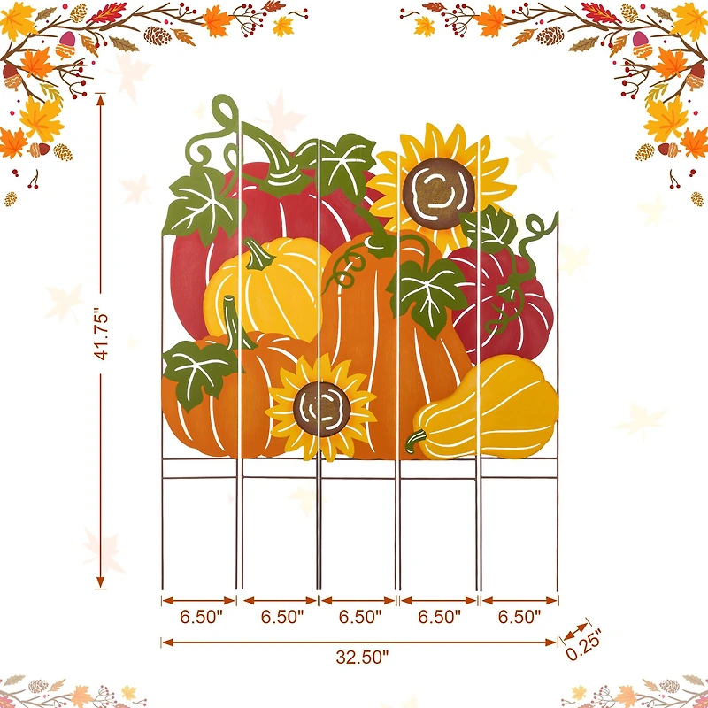 Glitzhome® 41.75" Fall Metal Pumpkin Patch Combo Yard Stake