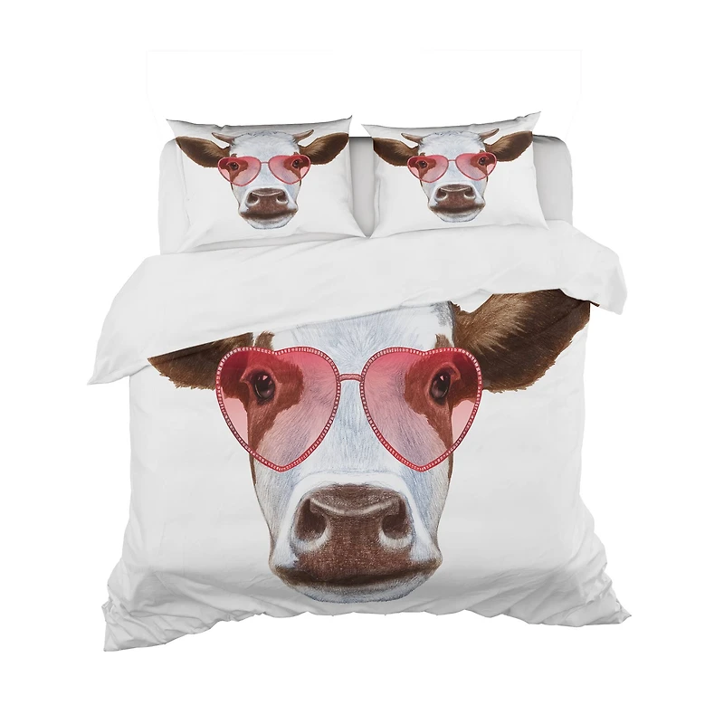 Designart 'Cow with Red Heart Glasses