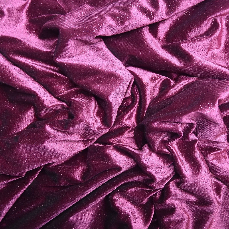 Feldman Maroon Sparkle Stretch Velvet Fabric