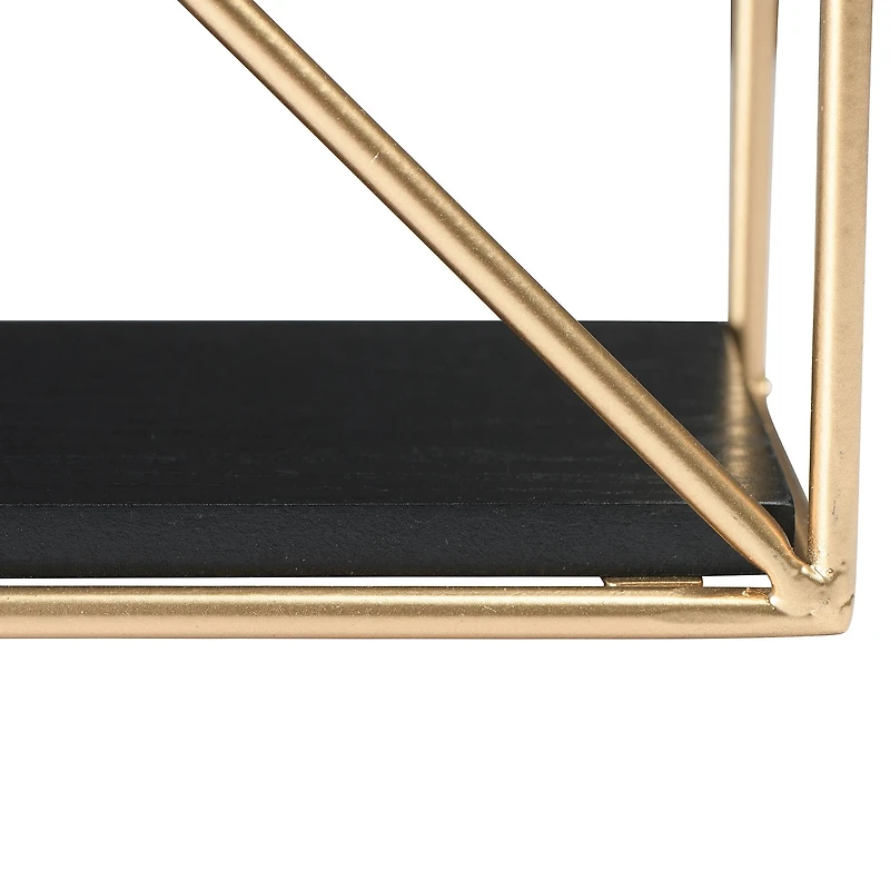 Hello Honey® Wood & Metal Gold Crescent Wall Shelf