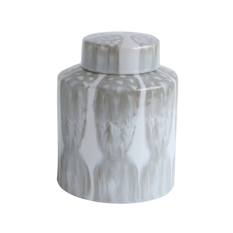Hello Honey® Bloomingville Gray & White Decorative Stoneware Ginger Jar with Lid