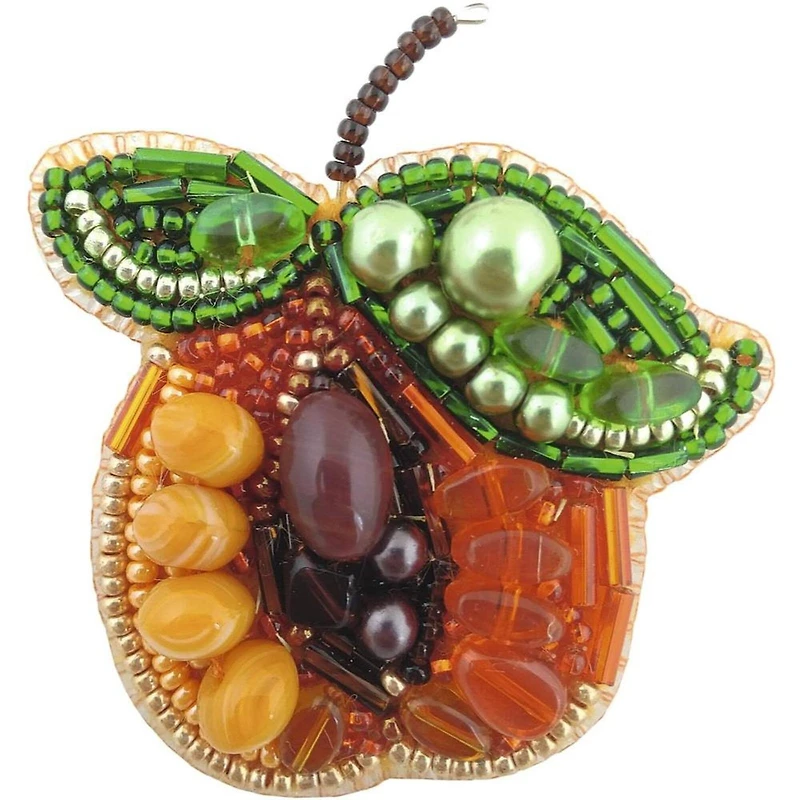 Crystal Art Beadwork Kit For Creating Broоch Apricot