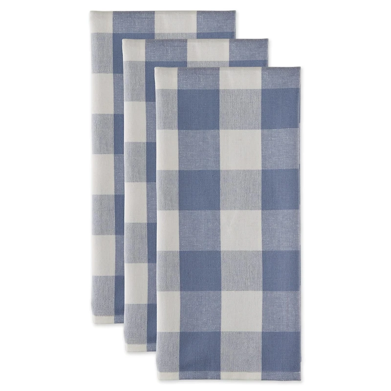 DII® Stonewash Blue Buffalo Check Dish Towels, 3ct.