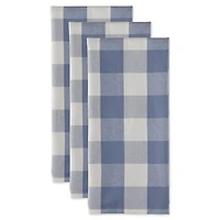 DII® Stonewash Blue Buffalo Check Dish Towels, 3ct.
