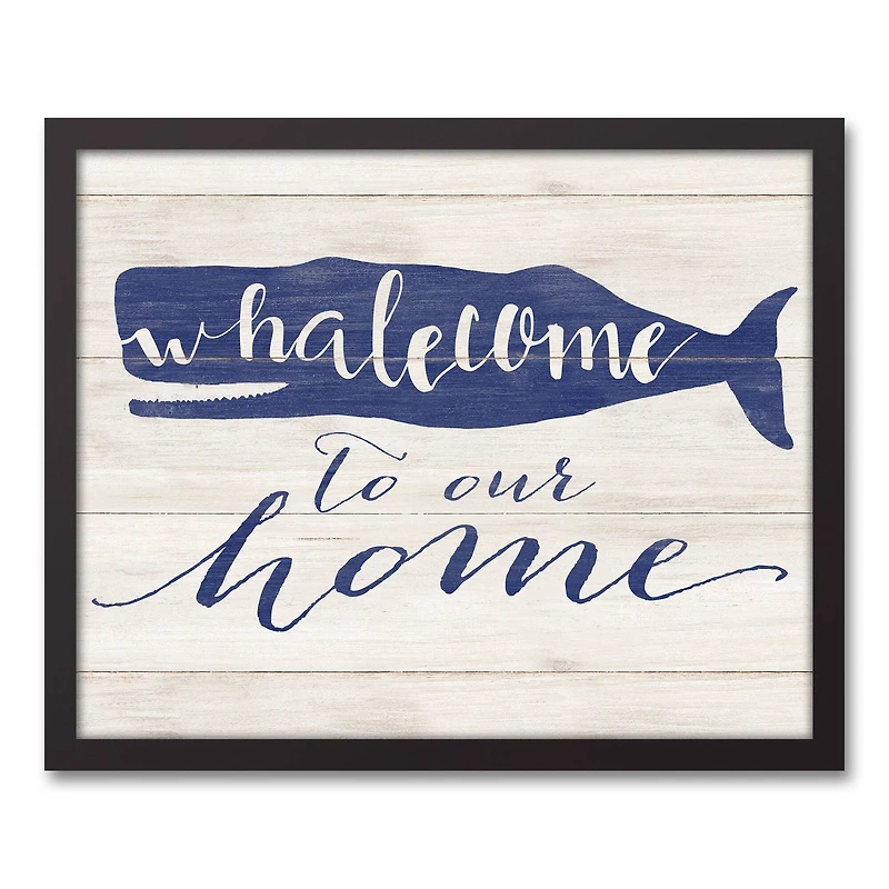 Whalecome to Our Home Nautical Black Framed Canvas