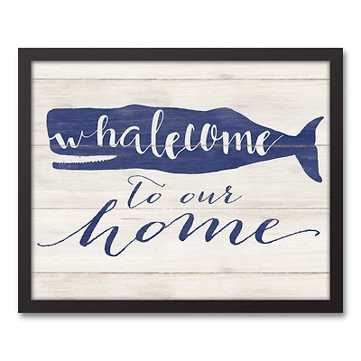 Whalecome to Our Home Nautical Black Framed Canvas