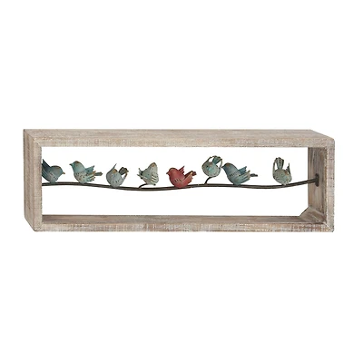 Whitewashed Wood Farmhouse Birds Wall Accent