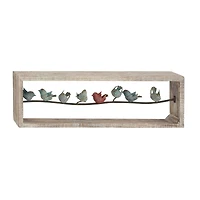 Whitewashed Wood Farmhouse Birds Wall Accent