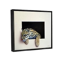 Stupell Industries Wildlife Ocelot Resting Paws Cutout Illusion Framed Floater Canvas Wall Art