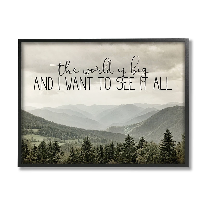 Stupell Industries See It All Phrase Forest Tree Mountain Range in Frame Wall Art