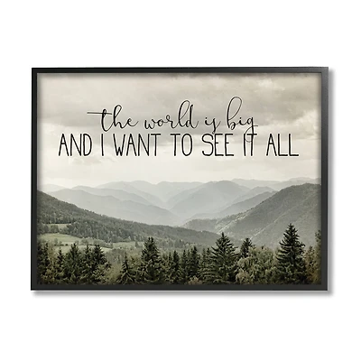 Stupell Industries See It All Phrase Forest Tree Mountain Range in Frame Wall Art