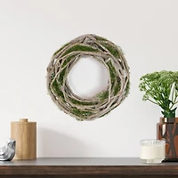 11" White Twig & Green Moss Spring Wreath