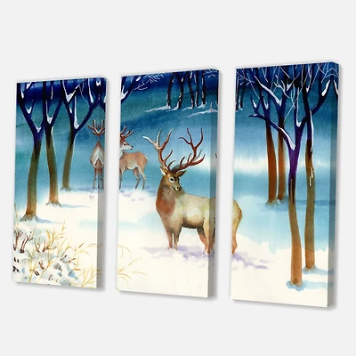 Designart - Winter Landscape With Deers