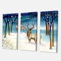 Designart - Winter Landscape With Deers