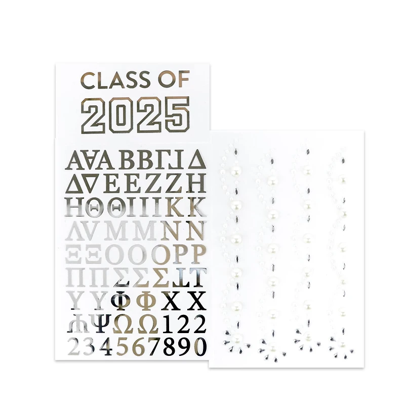 Silver Greek Letters & Bling Graduation Cap Stickers by Recollections™
