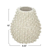 Hello Honey® 10" Cream Round Embossed Stoneware Formed Vase