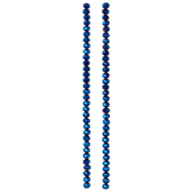 12 Pack: Sapphire Faceted Glass Rondelle Beads, 4mm by Bead Landing™