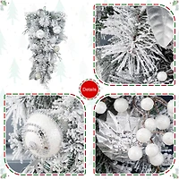 Glitzhome® 30"H Christmas Silver & White Ornament and Berry Teardrop